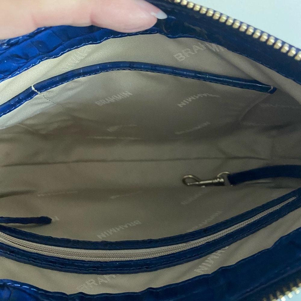 🔥RARE🔥Brahmin Ink Leontyne Mod Shayna Crossbody With Chain Navy Blue - Picture 3 of 9